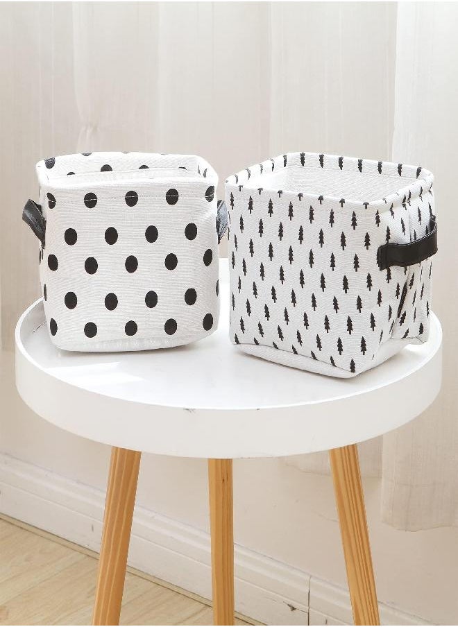 Sea Team Sea Team Collapsible Small Canvas Fabric Storage Basket with Handles, Square Mini Storage Box, Cube, Foldable Shelf Basket, Closet, Desk Organizer for Nursery, Home, Office (Set of 4) (Small, Black)  - Image 2
