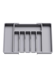 SYOSI Cutlery Tray, Silverware Organizer, Expandable Utensil Tray for Drawer, Adjustable Cutlery Holder for Kitchen Drawer Holding Flatware Spoons Forks, Grey  - Image 1