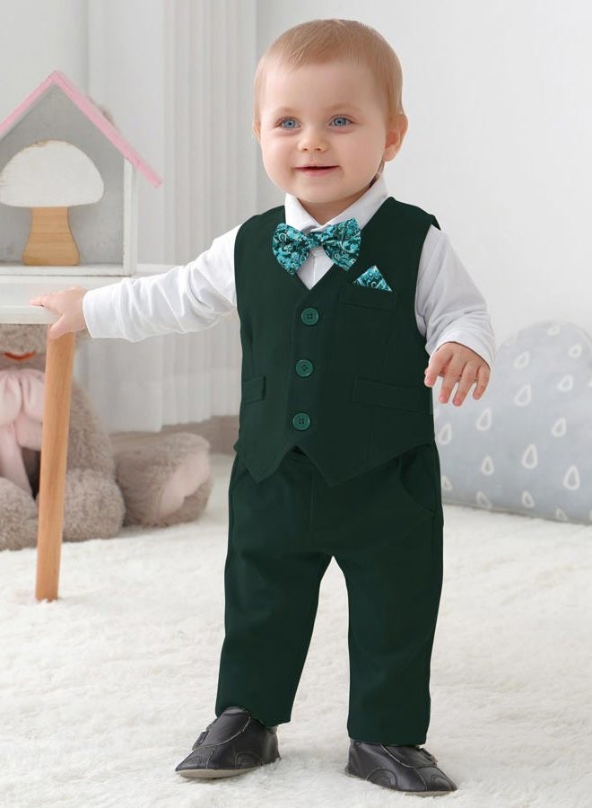 DISAUR Baby Boy Wedding Outfit 3-6 Months Christmas Tree Green Baby Boy Suit First Christmas Church Outfit - Image 2