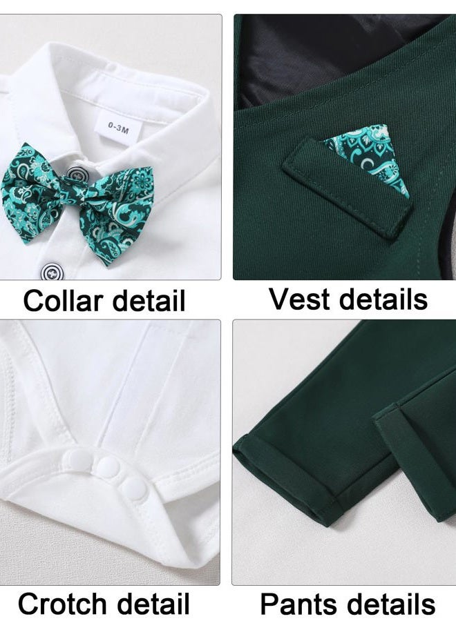 DISAUR Baby Boy Wedding Outfit 3-6 Months Christmas Tree Green Baby Boy Suit First Christmas Church Outfit - Image 4