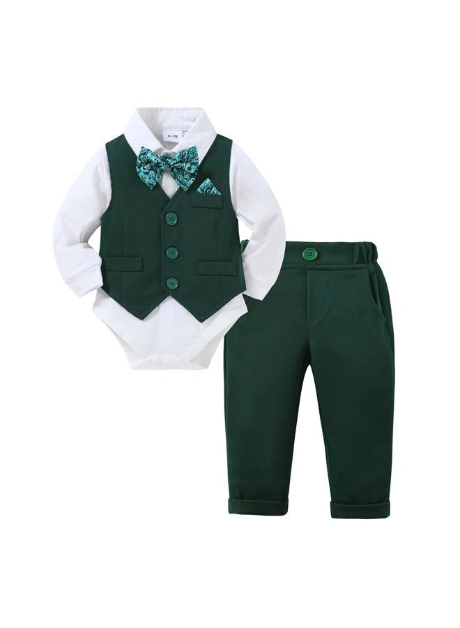DISAUR Baby Boy Wedding Outfit 3-6 Months Christmas Tree Green Baby Boy Suit First Christmas Church Outfit - Image 1