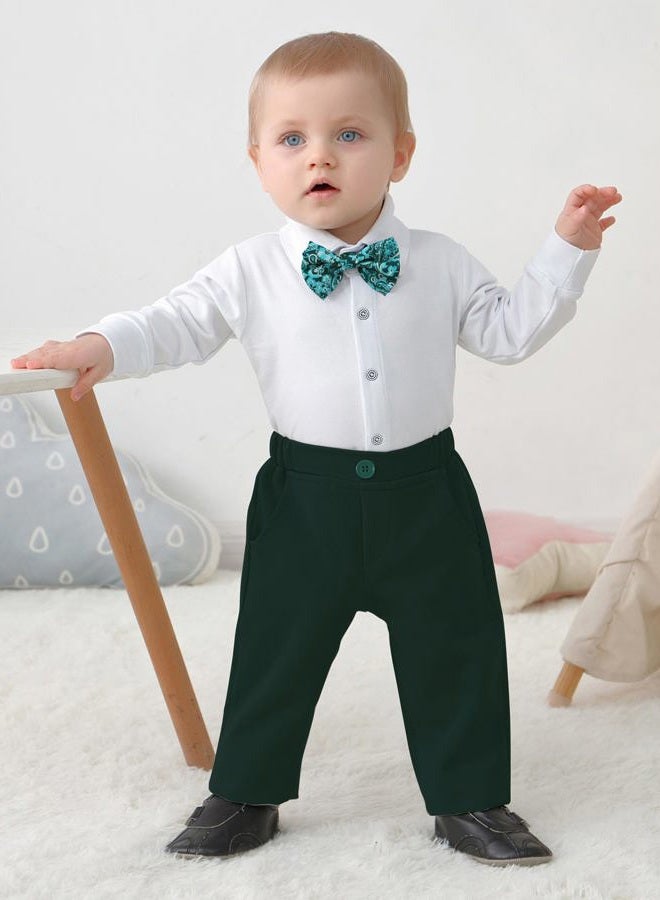 DISAUR Baby Boy Wedding Outfit 3-6 Months Christmas Tree Green Baby Boy Suit First Christmas Church Outfit - Image 3