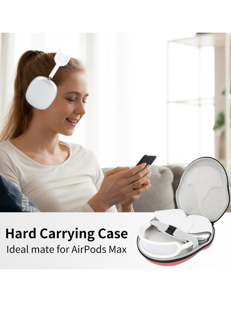 Waterproof Hard Case for AirPods Max, Smart Sleep Mode Protective Shell, Portable Travel Storage Bag for Apple AirPods Max Accessories, Red - Image 2
