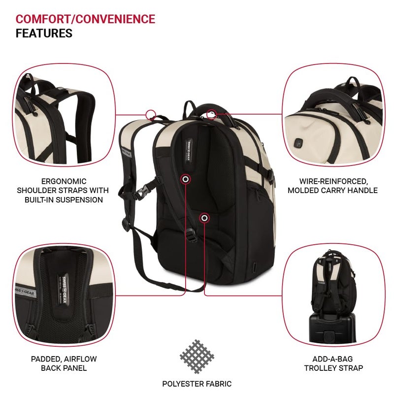 SwissGear Endure ScanSmart Laptop Backpack â€“ TSA Approved Tech Backpack â€“ Fits Most 17" Laptop â€“ Multiple Organizer Pockets â€“ Vintage Khaki - Image 2