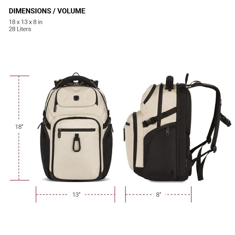 SwissGear Endure ScanSmart Laptop Backpack â€“ TSA Approved Tech Backpack â€“ Fits Most 17" Laptop â€“ Multiple Organizer Pockets â€“ Vintage Khaki - Image 5