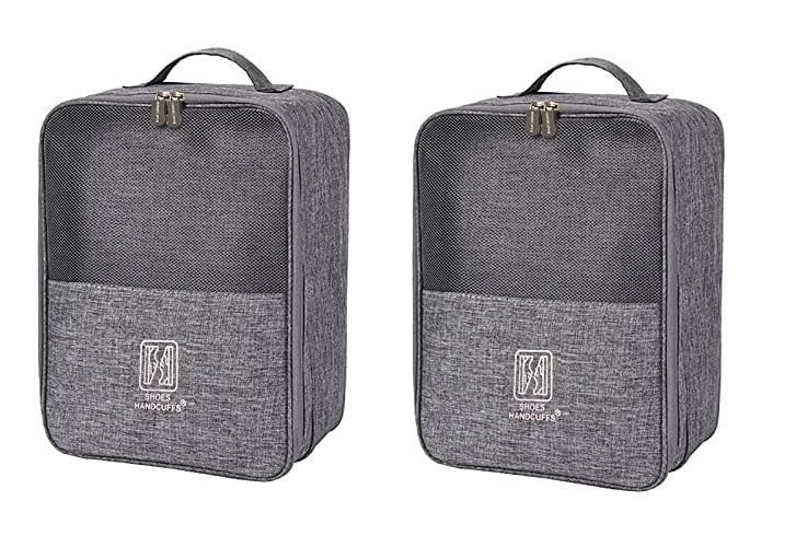 Handcuffs Shoe Bags | Travel Pouch | Footwear Organiser | Storage | Sandal | Slipper | Portable Bag | Travelling | Packing Accessories (Grey, Pack of 2) - Image 3