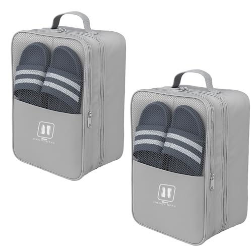 Handcuffs Shoe Bags | Travel Pouch | Footwear Organiser | Storage | Sandal | Slipper | Portable Bag | Travelling | Packing Accessories (Grey, Pack of 2) - Image 2