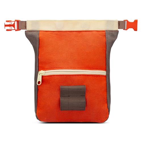Oso Supply Co - Kulshan Bouldering Bucket, Large Size Chalk Bag for Rock Climbing, Chalk Pot with Magnetic Roll Down Closure, Brush Loop, Zippered Pockets for Climbers (Red Rock & Stone Gray) - Image 2