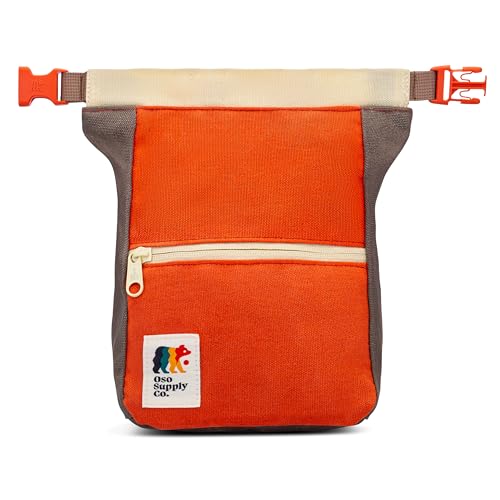 Oso Supply Co - Kulshan Bouldering Bucket, Large Size Chalk Bag for Rock Climbing, Chalk Pot with Magnetic Roll Down Closure, Brush Loop, Zippered Pockets for Climbers (Red Rock & Stone Gray) - Image 3