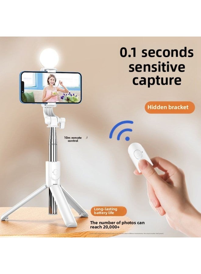 Loquat Mobile Phone Selfie Stick Mobile Phone Universal Shooting Bracket 360 Degree Rotating Mobile Phone Live Bluetooth Camera Artifact-Color:【r1sl】white Beauty Double Lamp Model-rull Sheng 1.7m  - Image 2