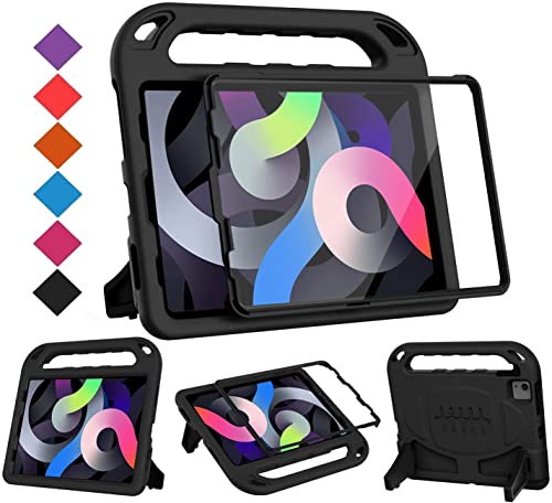 BMOUO Kids Case for iPad Air 54 Builtin Screen Protector Shockproof Handle Stand Case for New iPad Air 5th4th Gen 109 Black