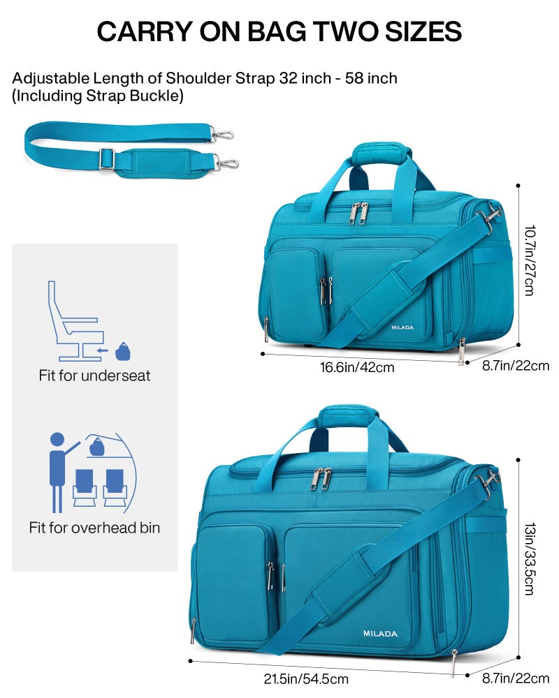 MILADA Underseat Carry On Luggage Bags for Travel Lightweight Foldable Carry On Bags for Airplanes Small Duffle Bag for Men Women TSA Approved Underseat Bag Travel Tote Bags, Caribbean Blue - Image 2