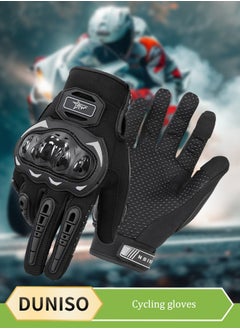 DUNISO Motorcycle gloves, touch screen riding full finger gloves,anti fall，anti slip and wear resistant, suitable for all seasons, suitable for motorcycles, bicycles, hiking, travel, rock climbing，black  - Image 1