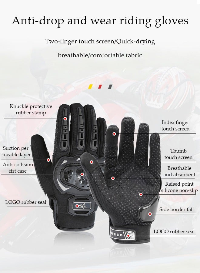 DUNISO Motorcycle gloves, touch screen riding full finger gloves,anti fall，anti slip and wear resistant, suitable for all seasons, suitable for motorcycles, bicycles, hiking, travel, rock climbing，black  - Image 5