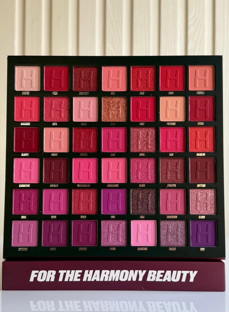 Harmony Multi-Shade Eyeshadow Palette with Pink, Red & Shimmer Tones - Image 1