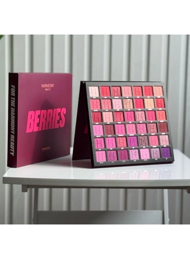 Harmony Multi-Shade Eyeshadow Palette with Pink, Red & Shimmer Tones - Image 2