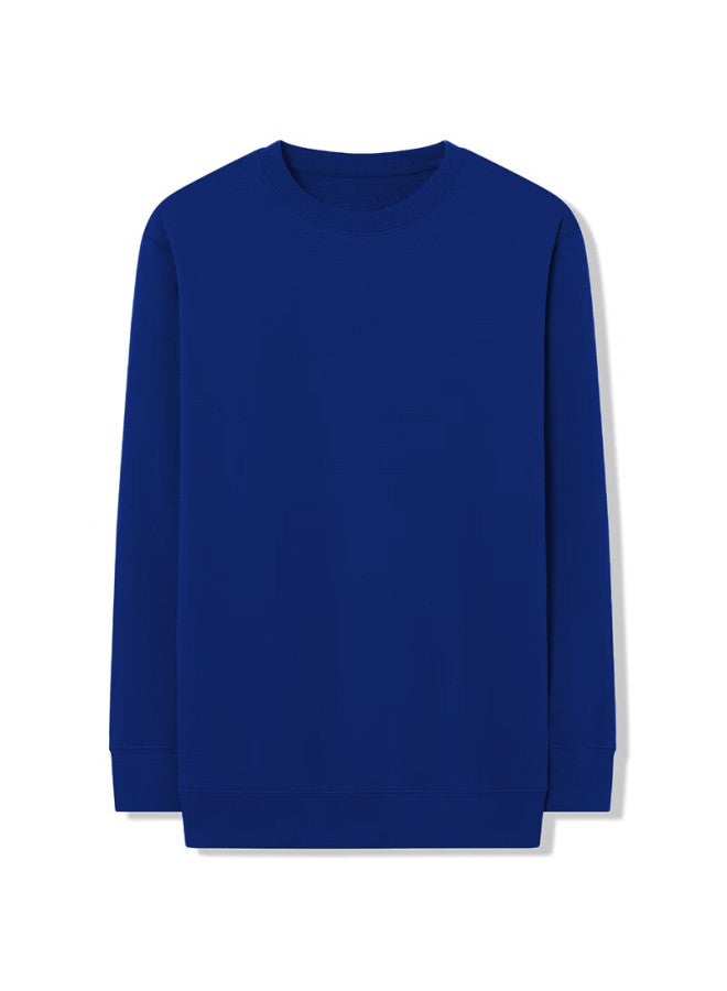 Markless Fleece-lined Men's Sweatshirt Autumn Winter Casual Crewneck Warm Pullover 0434m3 Royal Blue Fleece-lined 3XL - Image 3