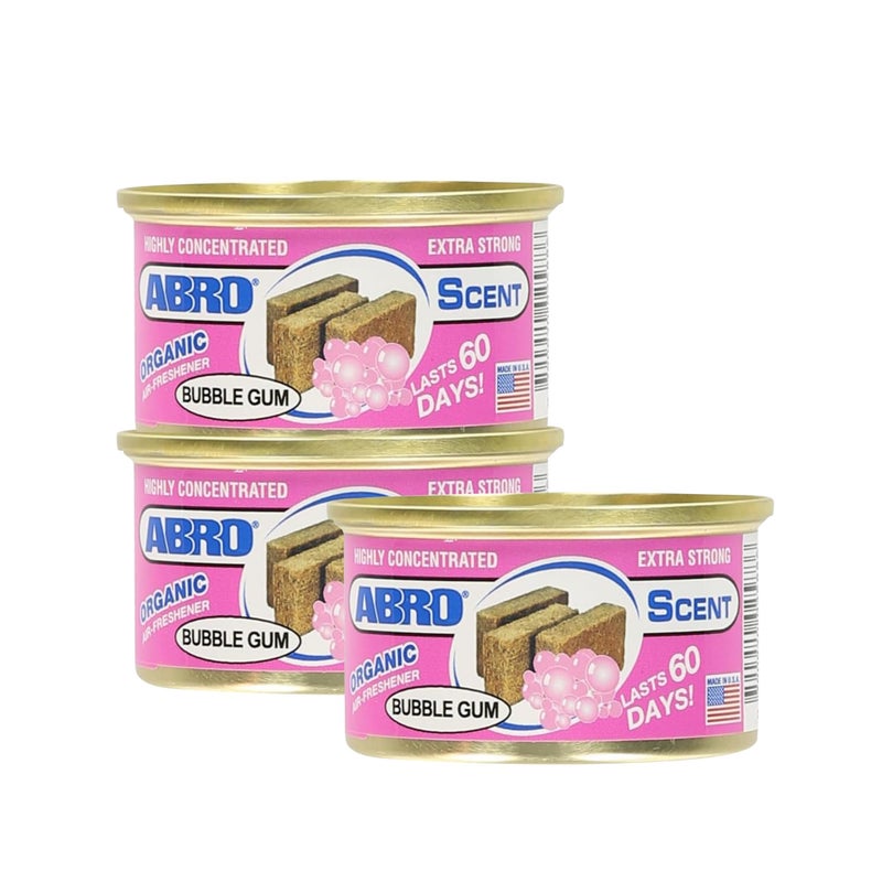 ABRO Car Air Fresheners Canned Spill Proof Airfreshener for Home Office or Car Accessories Interior Lasts Up to 60 Days 3 Pack Bubble Gum Scent - Image 3