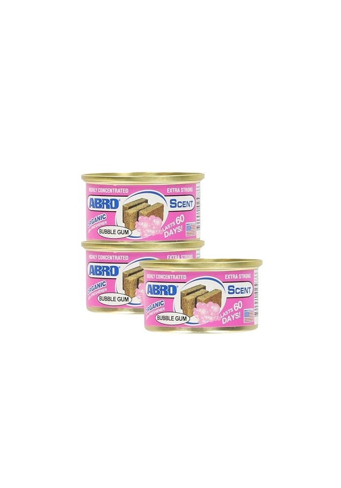 ABRO Car Air Fresheners Canned Spill Proof Airfreshener for Home Office or Car Accessories Interior Lasts Up to 60 Days 3 Pack Bubble Gum Scent - Image 1