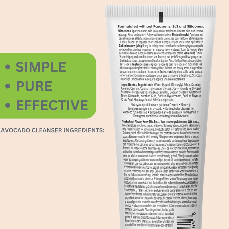 Yes To Avocado Fragrance Free Daily Cream Cleanser, Hydrating Face Wash That Removes Makeup & Impurities Leaving Skin Moisturized With Hyaluronic Acid & Glycerin, Natural Vegan & Cruelty Free, 4 Fl Oz - Image 3