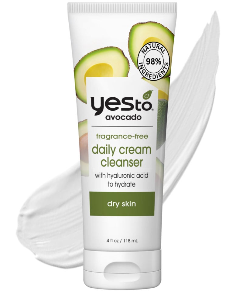 Yes To Avocado Fragrance Free Daily Cream Cleanser, Hydrating Face Wash That Removes Makeup & Impurities Leaving Skin Moisturized With Hyaluronic Acid & Glycerin, Natural Vegan & Cruelty Free, 4 Fl Oz - Image 1