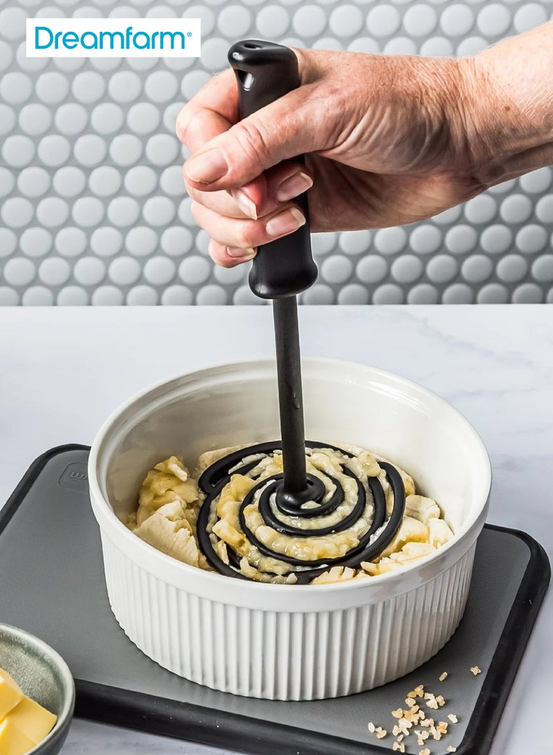 Dreamfarm Smood Lite One-Handed Vegetable & Potato Masher | Ergonomic Design | Stainless Steel Spring | Heat Resistant 500°F | Dishwasher Safe | 32.5cm x 10.2cm x 9.4cm - Image 2