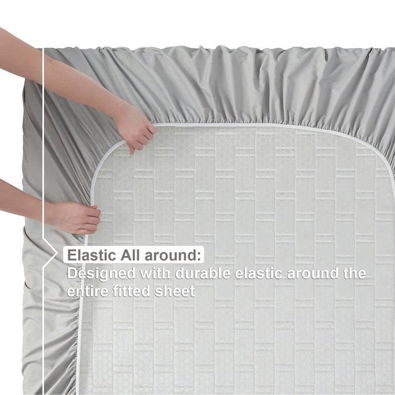 Nestl Nestl RV Short Queen Sheet Set - 4 Piece Bed Sheets for RV Short Queen Size Bed  Deep Pocket  Hotel Luxury  Extra Soft  Breathable and Cooling  Light Grey RV Short Queen Size Sheets  - Image 5