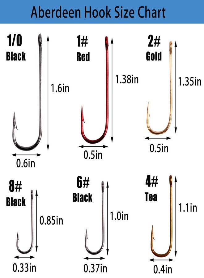 VATEICO Aberdeen Hook Set,150pcs Fishing Hooks Long Shank Offset Hook Light Wire Fish Hook High Carbon Steel Freshwater Bass Catfish Trout Mix Color Small Size - Image 2