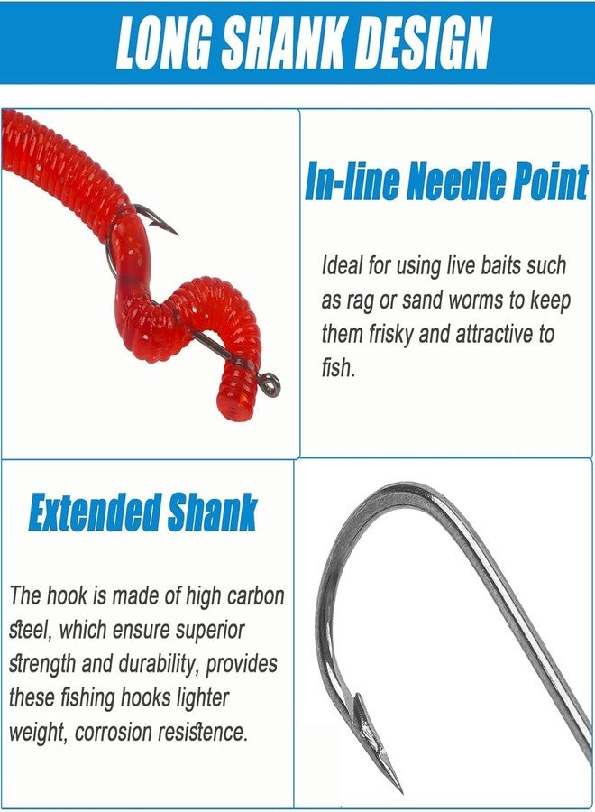 VATEICO Aberdeen Hook Set,150pcs Fishing Hooks Long Shank Offset Hook Light Wire Fish Hook High Carbon Steel Freshwater Bass Catfish Trout Mix Color Small Size - Image 4