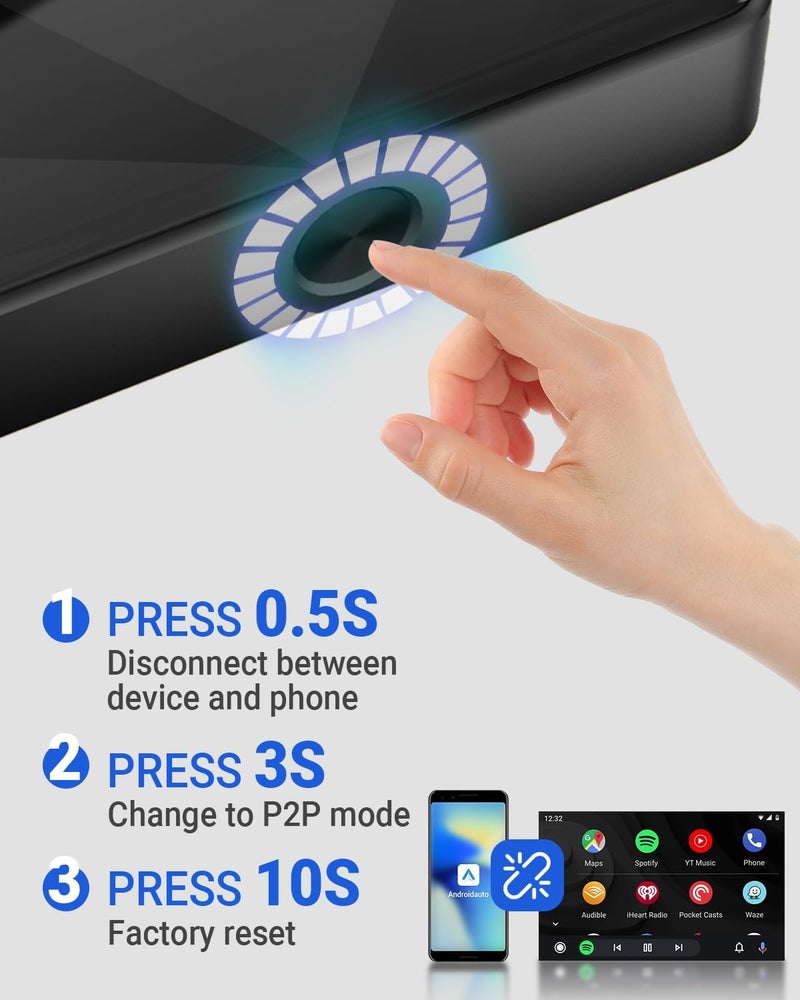 OTTOCAST A2Air Pro Wireless Android Auto Adapter - 2023 Upgrade for Easy Wireless Connectivity - Image 5