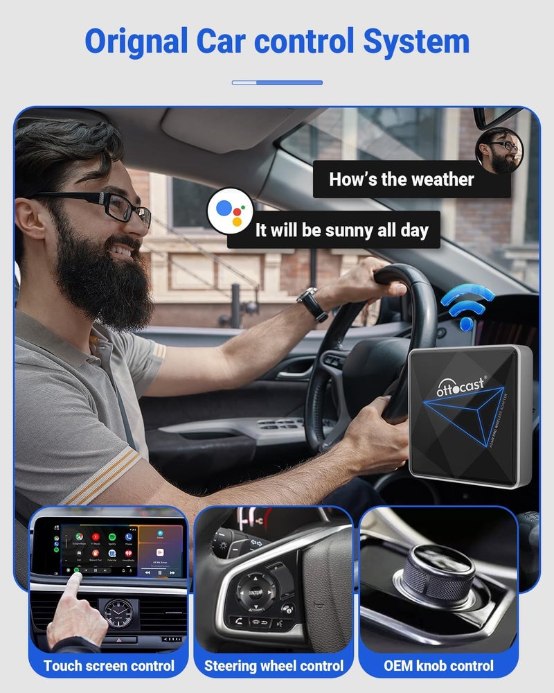 OTTOCAST A2Air Pro Wireless Android Auto Adapter - 2023 Upgrade for Easy Wireless Connectivity - Image 3