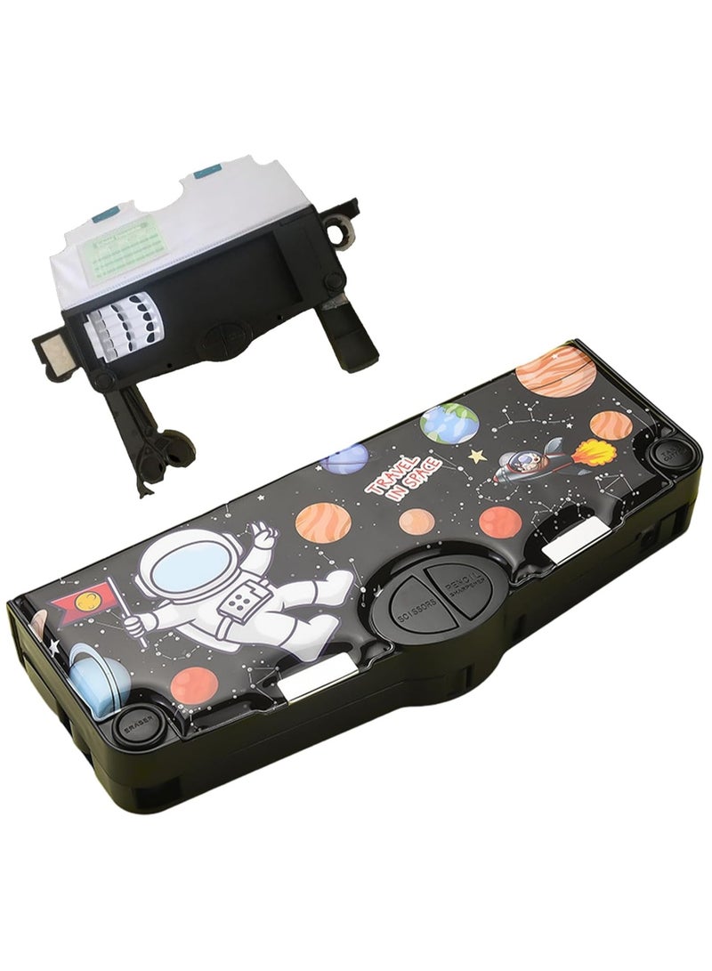 Multifunctional Pencil Case, Cute Astronaut Design Pencil Box with Scissors, Ruler, Pencil Sharpener, Eraser and Glue - Image 2