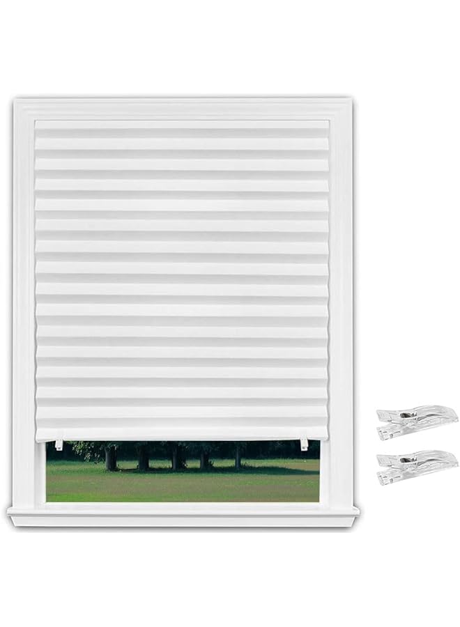 The Bros ستائر حجب الضوء للنوافذ، ستائر مطوية للنوافذ، ستائر ورقية مطوية حجب الضوء، فلتر ضوء غير منسوج للنوافذ، سهلة التركيب لغرفة النوم، الحمام، غرفة المعيشة، المطبخ (أبيض) - Image 1