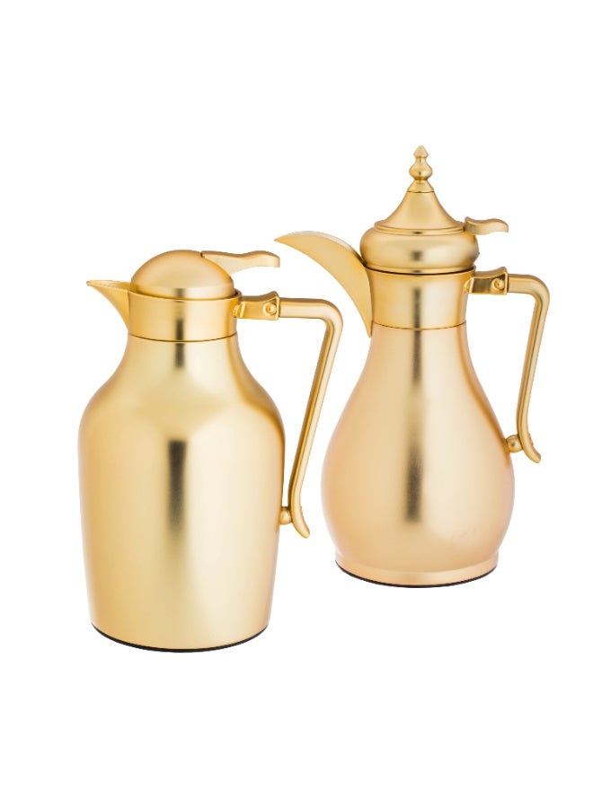 ALASKA Thermos Set for Tea and Coffee with an Elegant Design in Matte Gold - Image 1