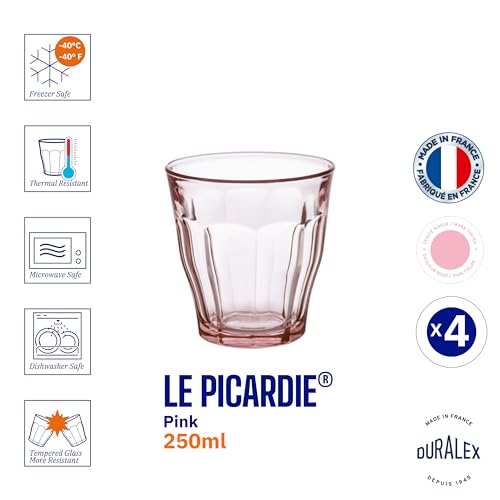 Duralex® Picardie Pink Glass Tumbler 250ml Set of 4 Glasses - Image 5