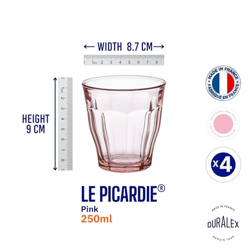 Duralex® Picardie Pink Glass Tumbler 250ml Set of 4 Glasses - Image 4