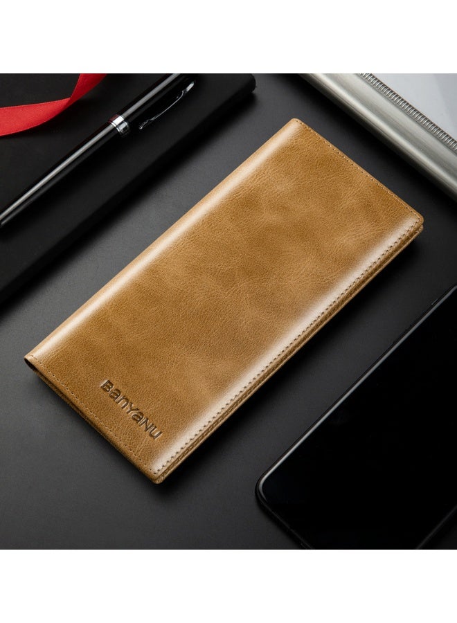 Banyanu long wallet made of genuine leather, ultra-thin anti-theft brush, leather wallet with zipper head layer, cowhide wallet - Image 4