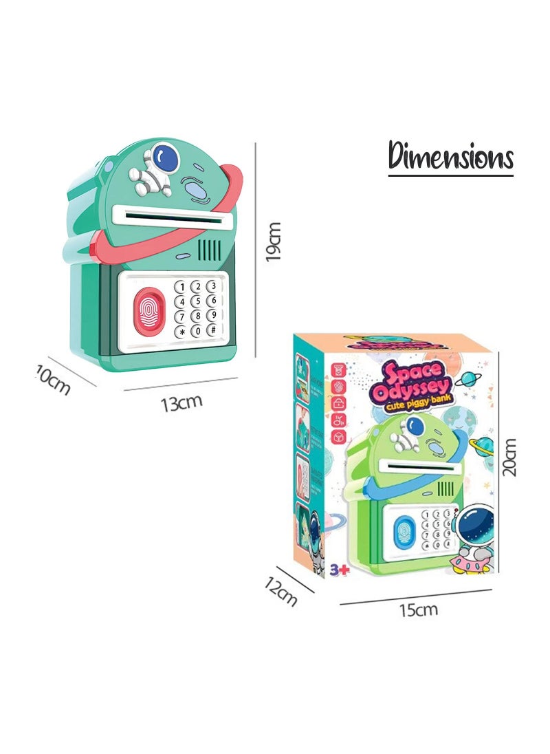 Little Story Cute Piggy Bank wt Fingerprint Lock & Music - Astronaut Green  - Image 2