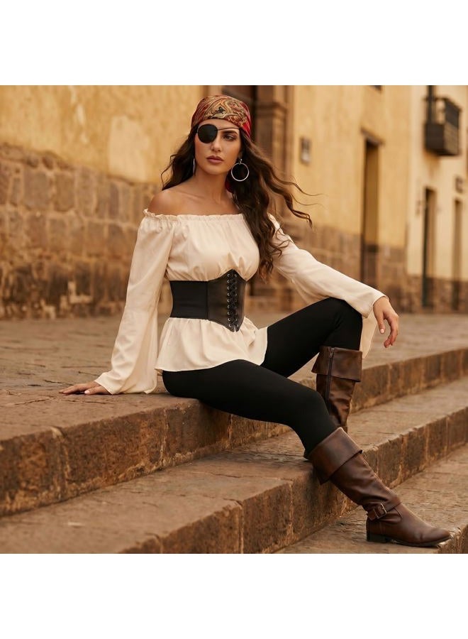 CICOCI Pirate Costume For Women With Accessories Renaissance Blouse Top Belt Headscarf Full Outfits - Image 3
