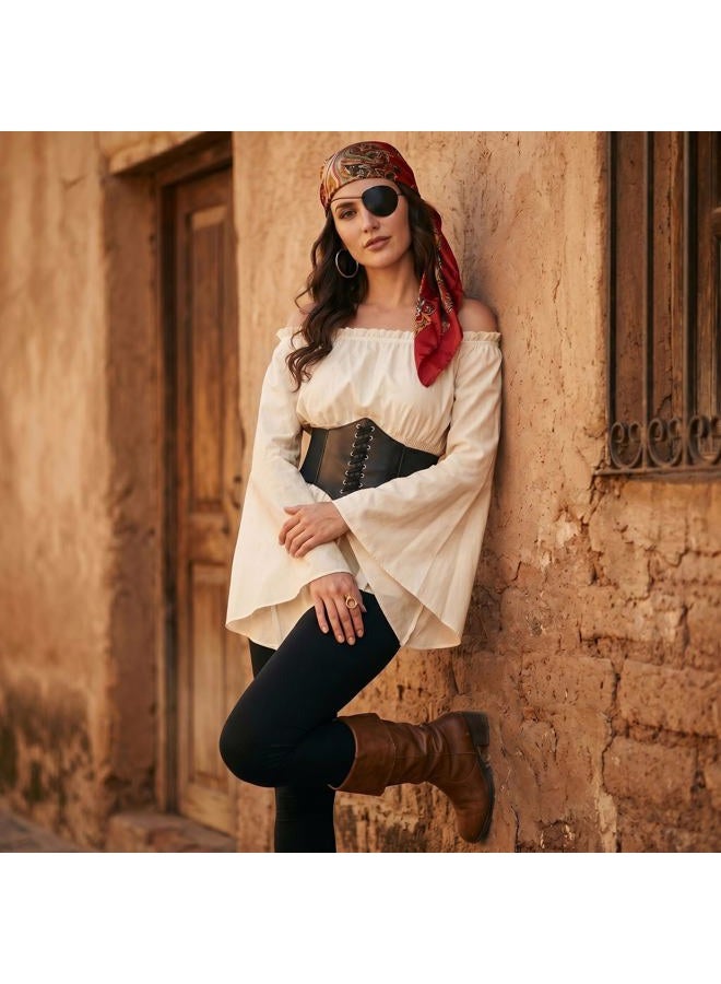 CICOCI Pirate Costume For Women With Accessories Renaissance Blouse Top Belt Headscarf Full Outfits - Image 4