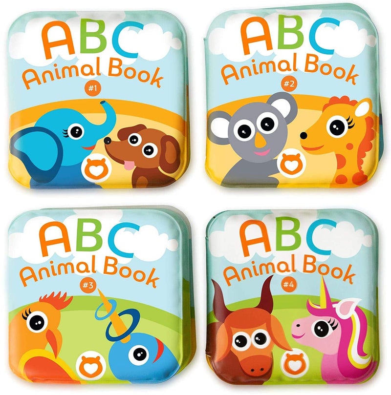 BabyBibi Floating Baby Bath Books. Kids Learning Bath Toys. Waterproof Bathtime Toys for Toddlers. Kids Educational Infant Bath Toys.(Set of 4: ABC Animal Bath Books) - Image 1