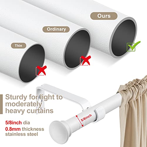 LAKEROD White Curtain Rods for Windows 28 to 50 Inch - 5/8” Heavy Duty Curtain Rods Set,Decorative Cafe Drapery Rods with Brackets - Matte Rustic - Image 2