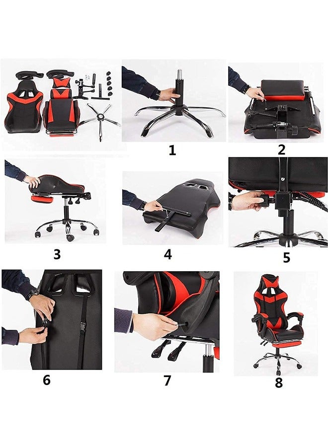 Generic Gaming Chair  Racing Style Office Chair Durable Leather Seat 360° Upto 120 Kg  - Image 5
