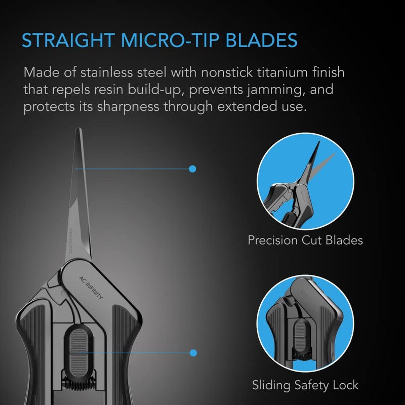 AC Infinity 6.6â€ Stainless Steel Pruning Shear with Cleaning Kit, Lightweight Ergonomic Design, Nonstick Teflon Coated Blades for Gardening, Hydroponics, Grow Tents - Image 3