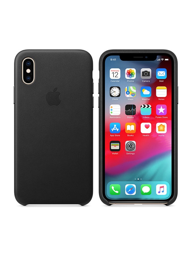 ابل  غطاء حماية من الجلد لهاتف آيفون XS أسود - Image 2