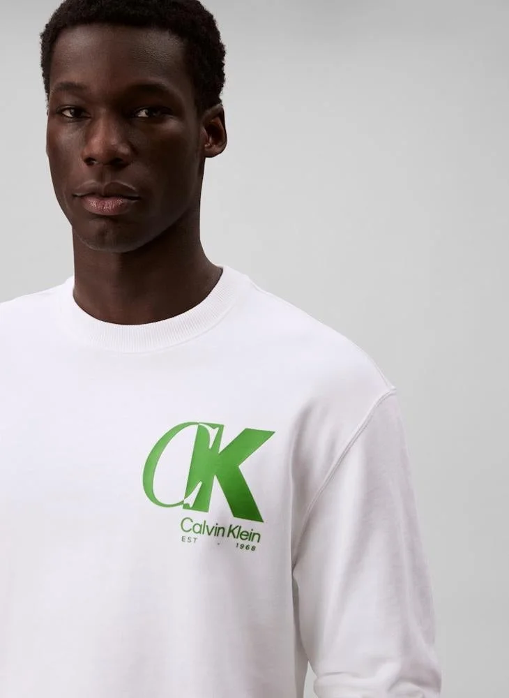 CALVIN KLEIN  Long Sleeve Logo Graphic Sweatshirt for Men | Best Price UAE