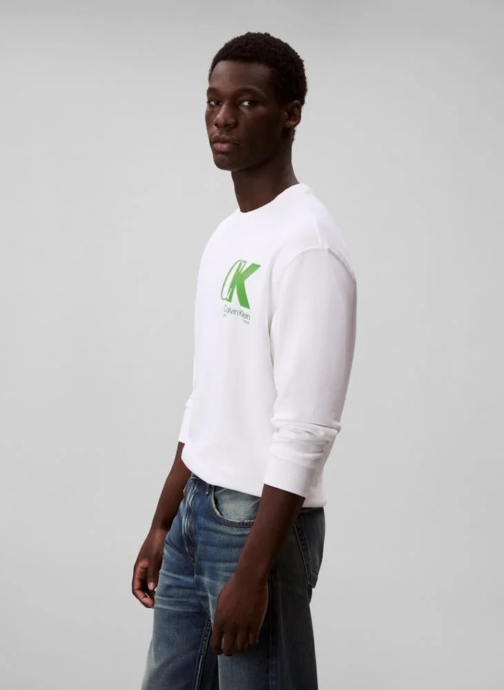 CALVIN KLEIN  Long Sleeve Logo Graphic Sweatshirt for Men | Best Price UAE