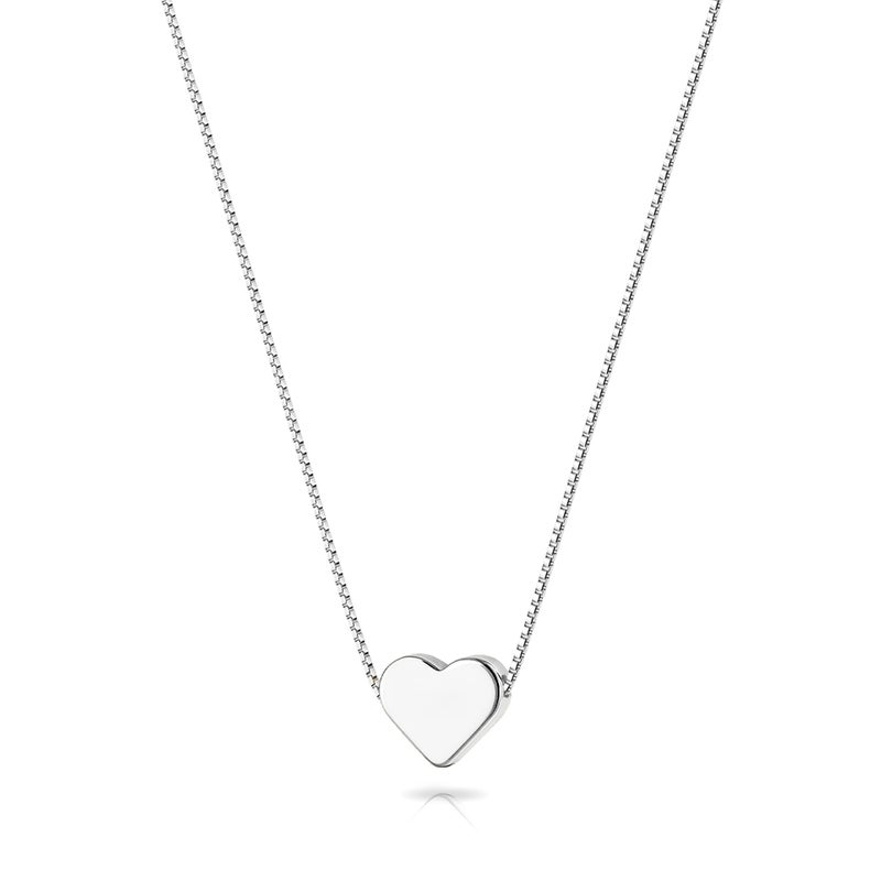 Zeffy Silver Necklace - Silver Heart Necklace for Women Tiny Cute Heart Choker Simple Dainty Silver Jewelry for Women Trendy Gifts - Image 1