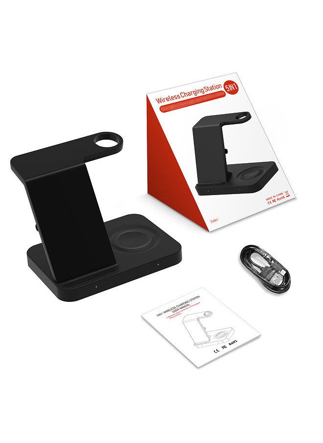 F16 Wireless Charger 5 in 1 Wireless Charging Station for Multiple Devices 15W Fast Charging Dock Stand Replacement for iOS/Samsung Smartphone Smartwatch Series Earbuds