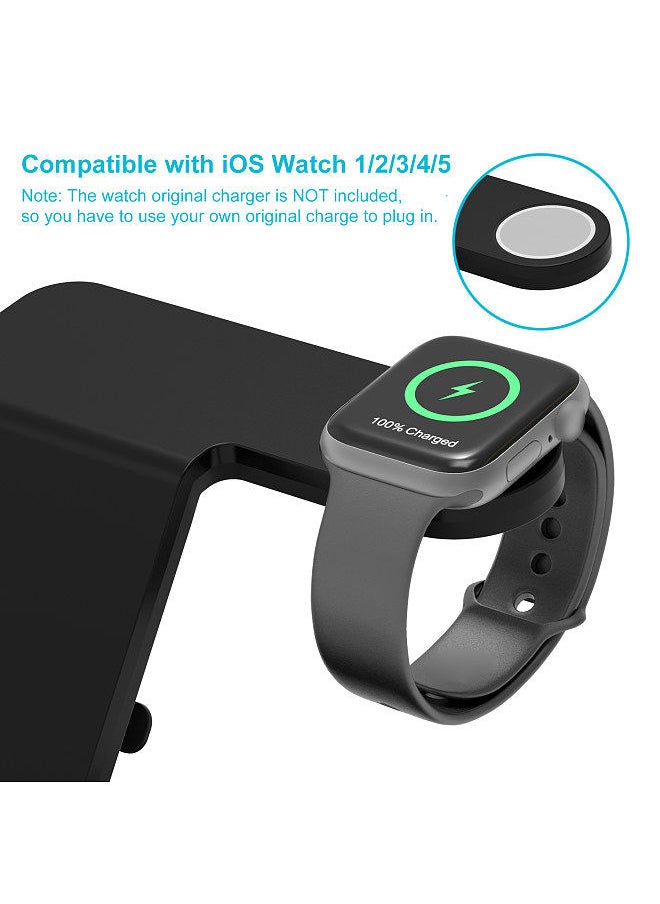 F16 Wireless Charger 5 in 1 Wireless Charging Station for Multiple Devices 15W Fast Charging Dock Stand Replacement for iOS/Samsung Smartphone Smartwatch Series Earbuds